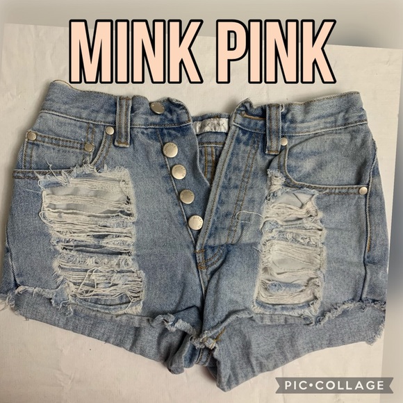 Minkpink button fly high rise jean shorts XS - Picture 1 of 7